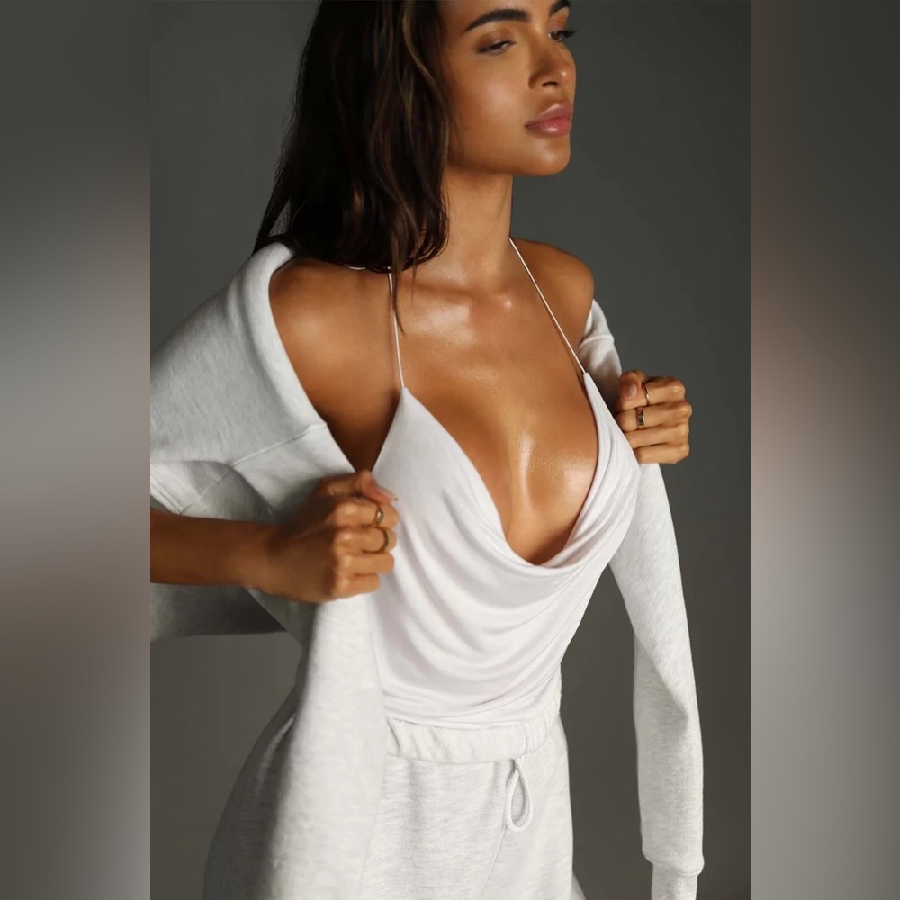 Joah Brown Cowl Neck Halter Tank